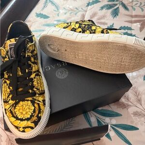 Versace Black and Yellow Baroque Sneakers
